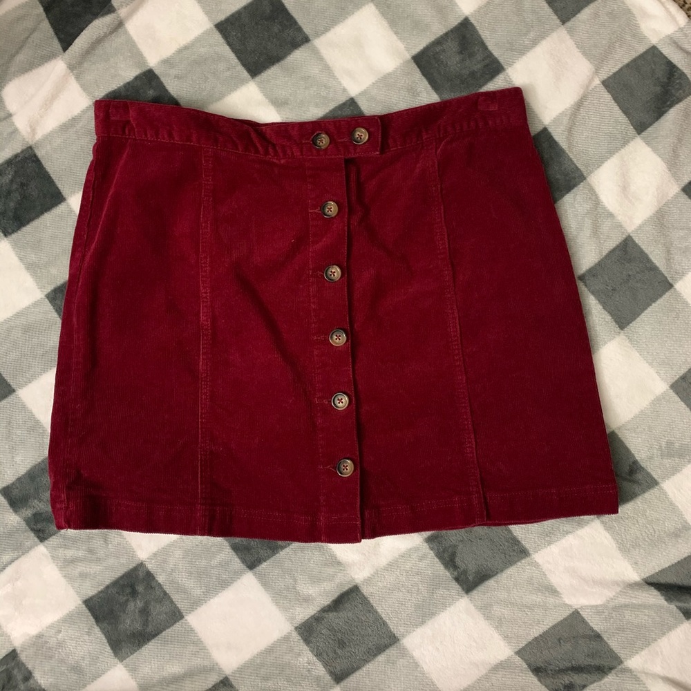 Plus size red corduroy skirt